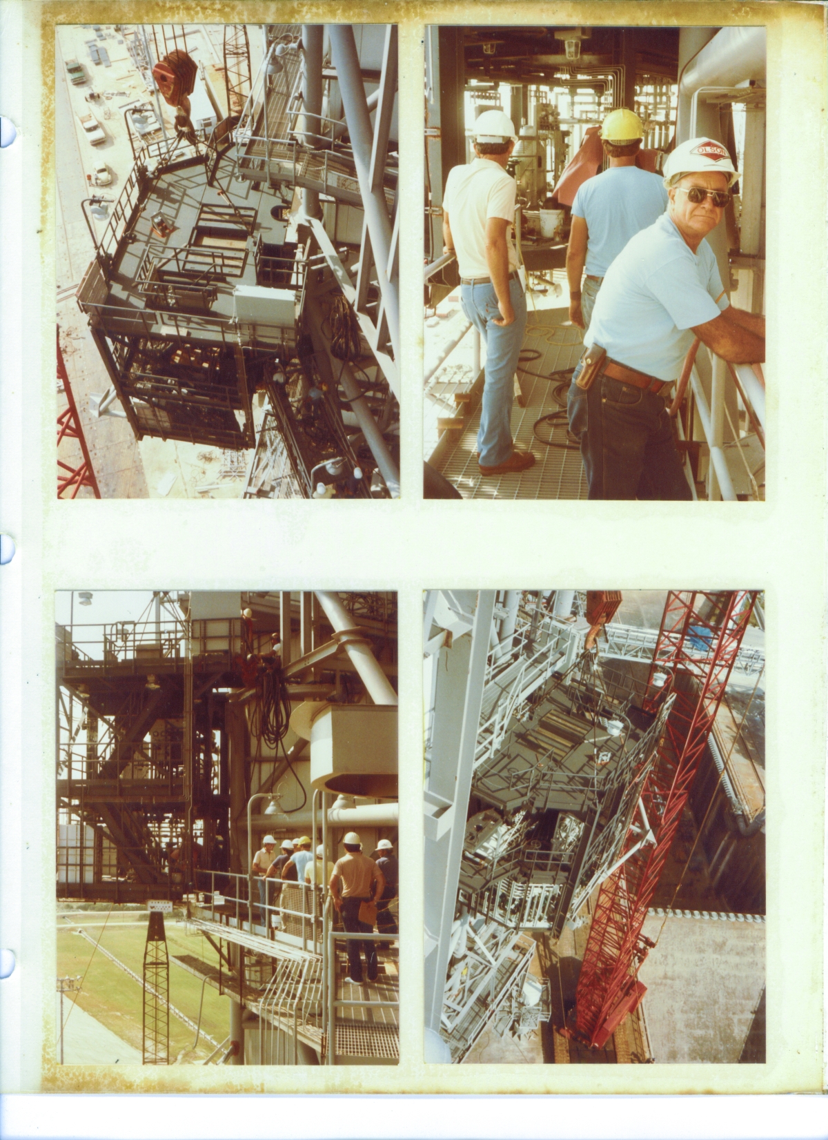 The Orbiter Mid Body Umbilical Unit has been lifted to the place where it will be bolted to the face of the RSS, but it has not yet quite been pulled into contact with the RSS, and remains hanging in suspension from the crane. These images were taken from the RSS and the FSS, and show craft labor and engineering, along with NASA and contractor oversight personnel, closely examining things prior to the final mate and bolt-down of the OMBUU.
